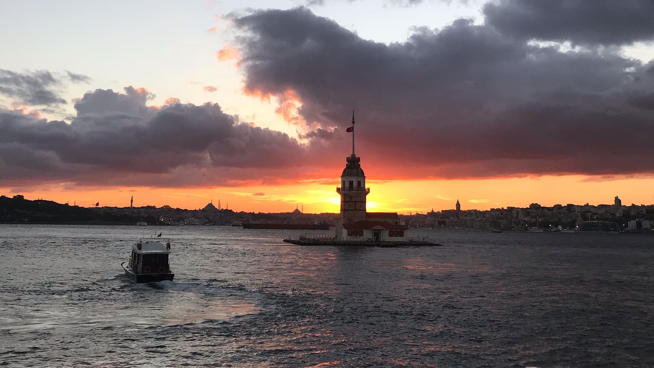 Maiden’s Tower on the Bosphorus at sunset